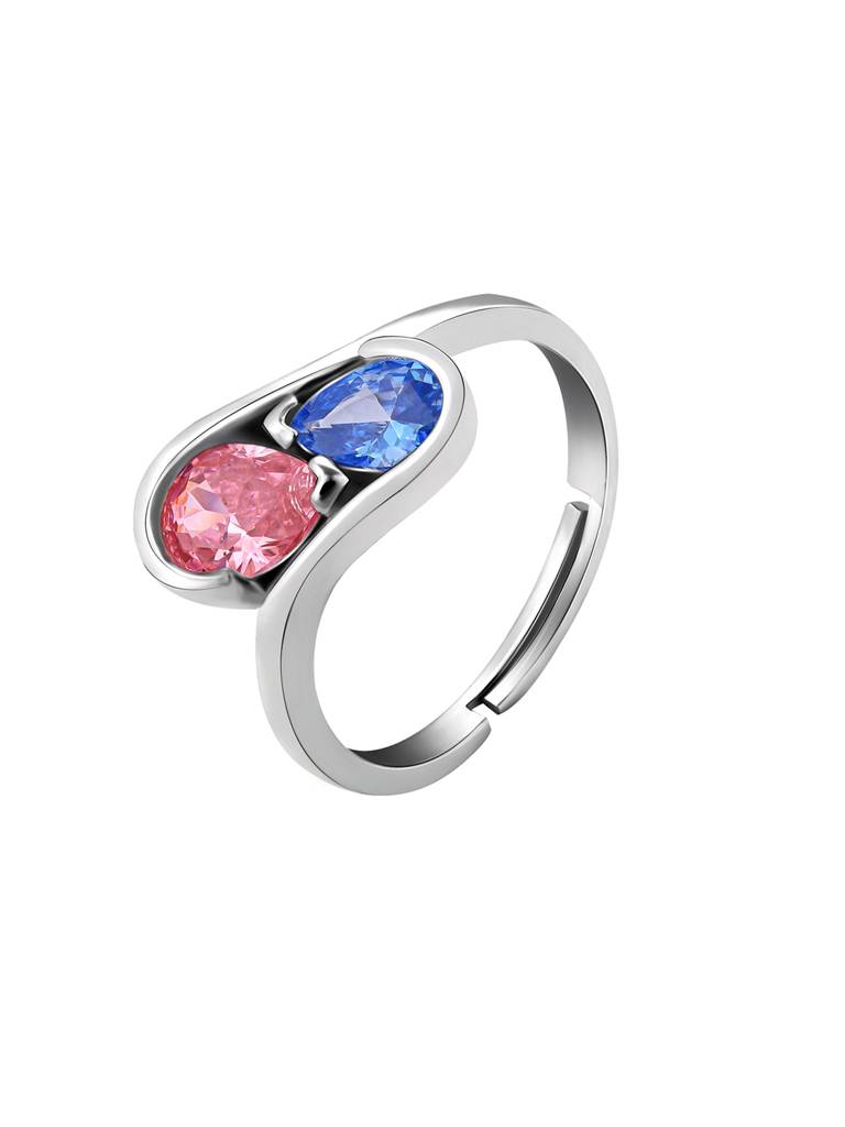 GIVA 925 Sterling Silver Blue and Pink Stone Ring