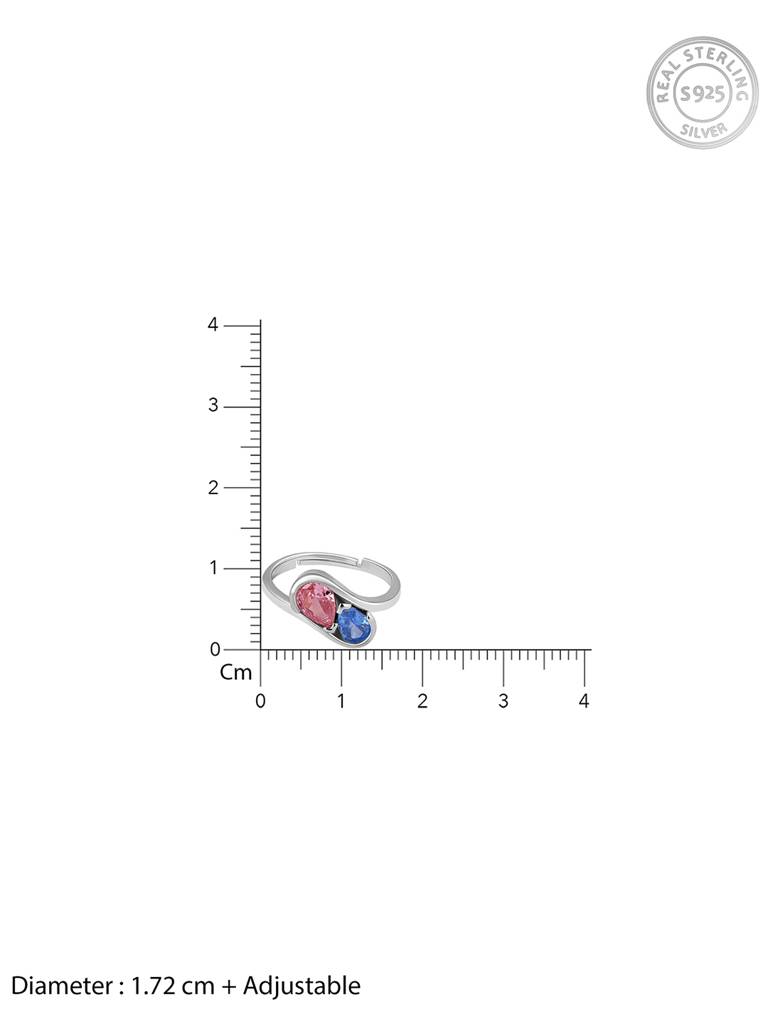 GIVA 925 Sterling Silver Blue and Pink Stone Ring