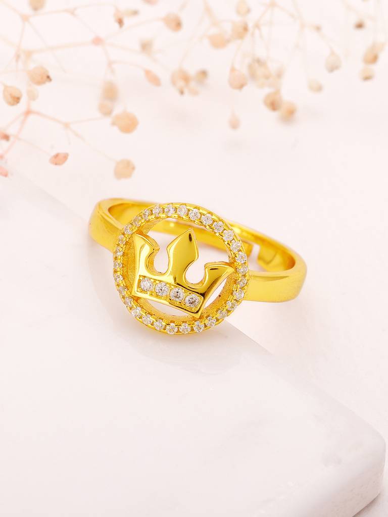 GIVA 925 Sterling Silver Golden Queens Crown Ring