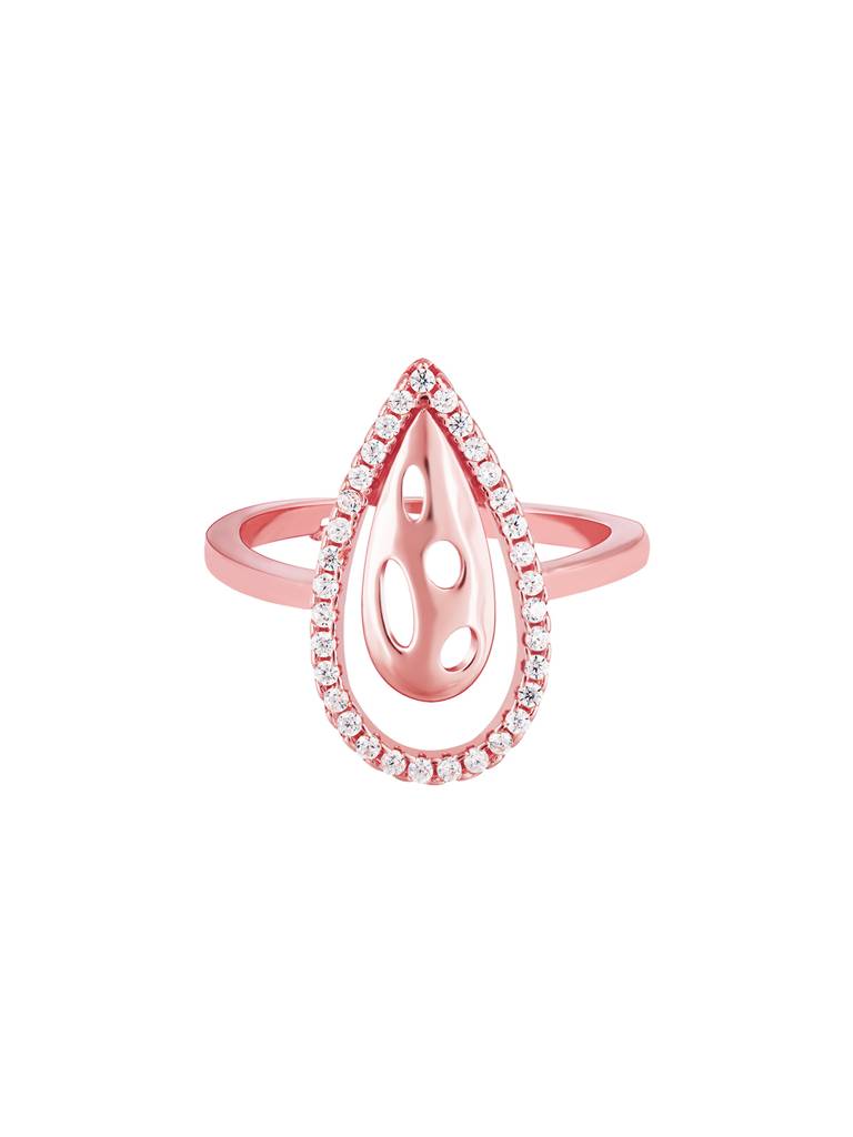 GIVA 925 Sterling Silver Rose Gold Intricate Teardrop Earrings