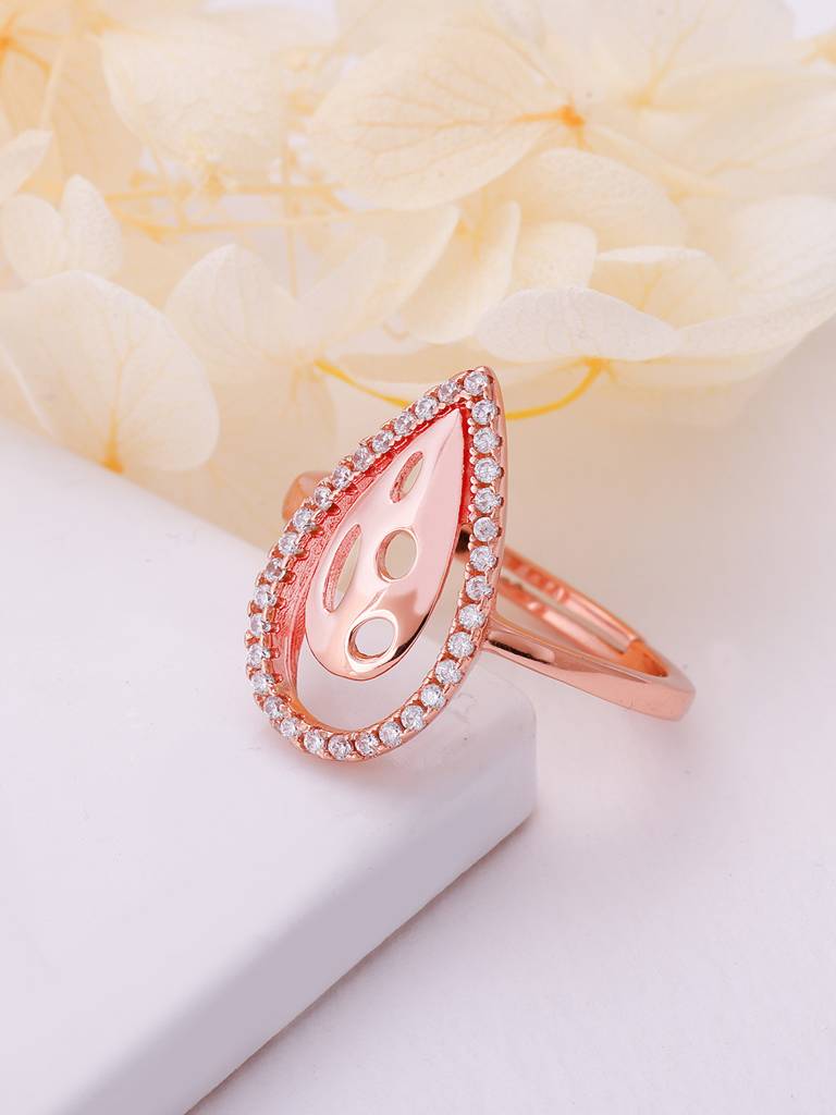 GIVA 925 Sterling Silver Rose Gold Intricate Teardrop Earrings