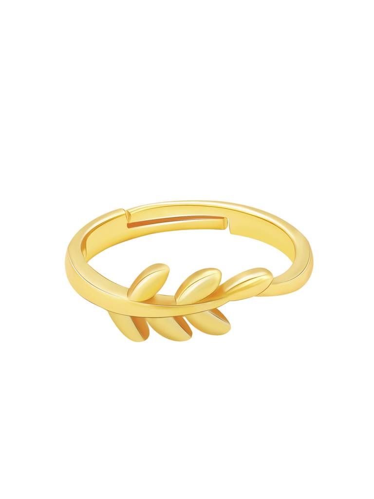 GIVA 925 Sterling Silver Golden Flowing Leaf Ring