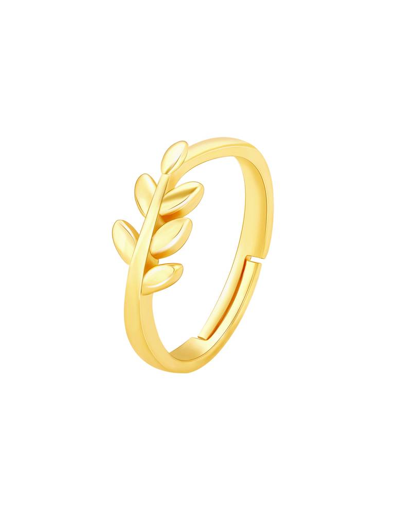 GIVA 925 Sterling Silver Golden Flowing Leaf Ring