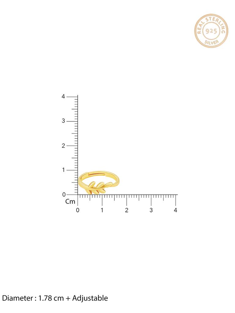 GIVA 925 Sterling Silver Golden Flowing Leaf Ring
