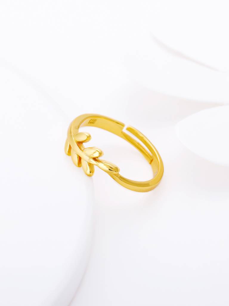 GIVA 925 Sterling Silver Golden Flowing Leaf Ring