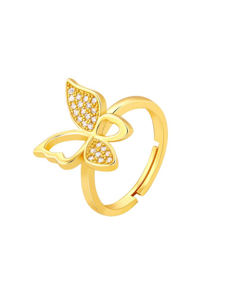 GIVA 925 Sterling Silver Golden Butterfly Bloom Ring