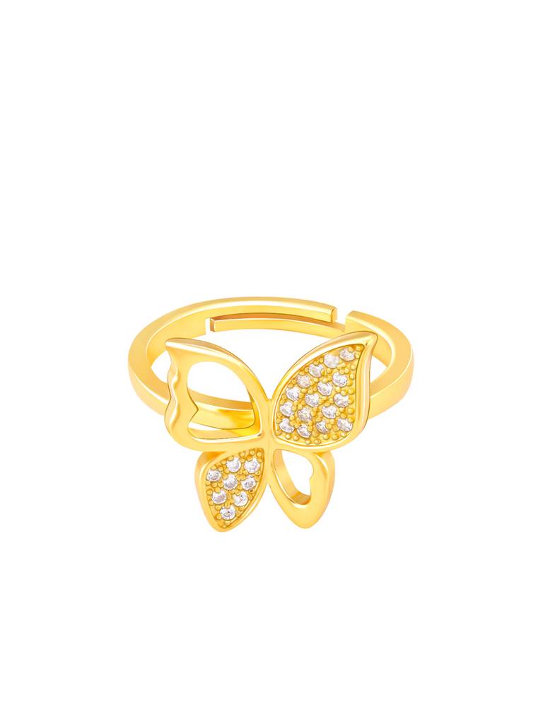 GIVA 925 Sterling Silver Golden Butterfly Bloom Ring