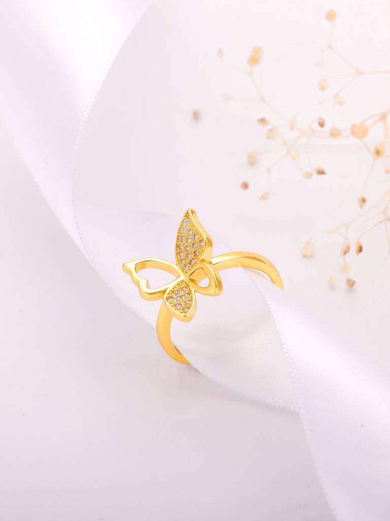 GIVA 925 Sterling Silver Golden Butterfly Bloom Ring
