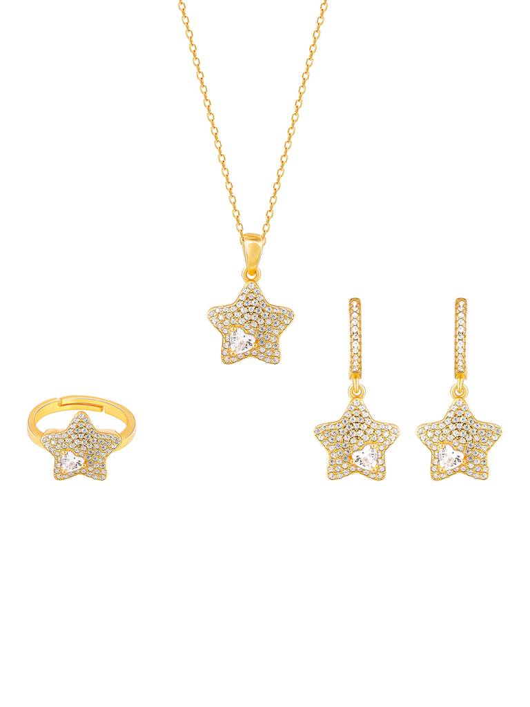 GIVA 925 Sterling Silver Golden Star of Love Set of Three