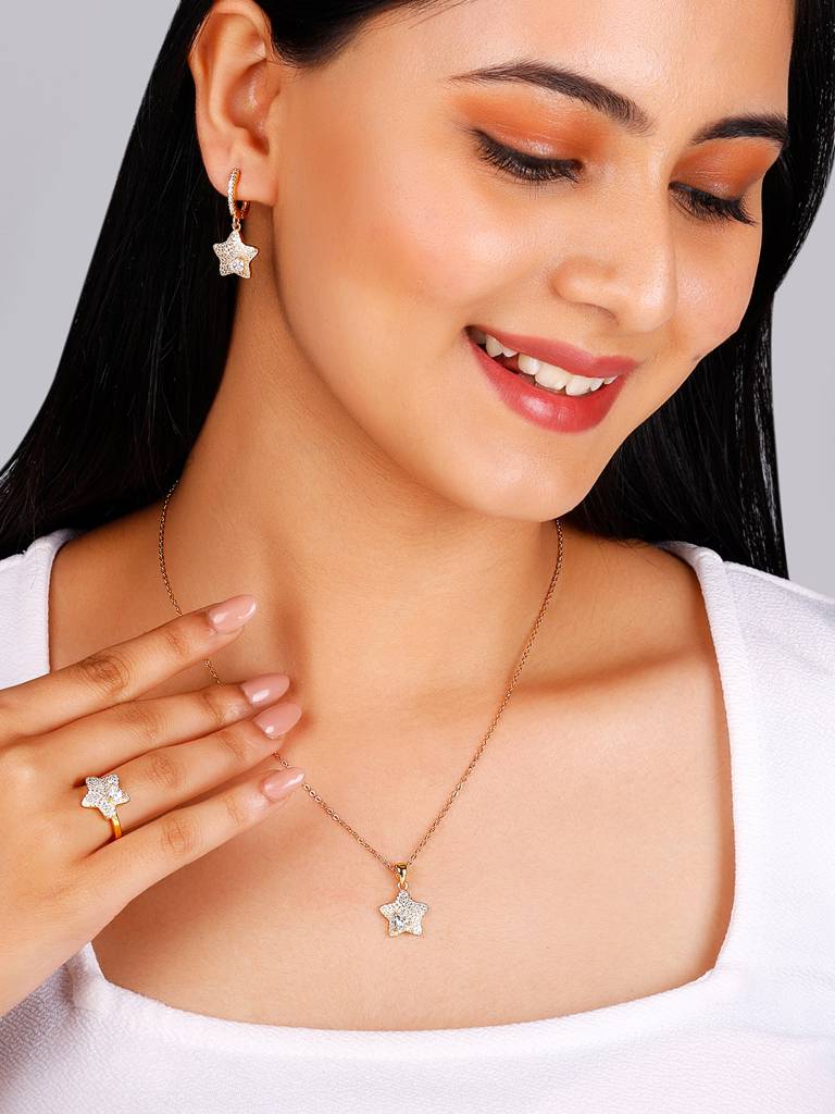 GIVA 925 Sterling Silver Golden Star of Love Set of Three