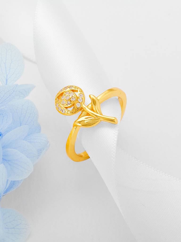 GIVA 925 Sterling Silver Golden Rosy Romance Ring