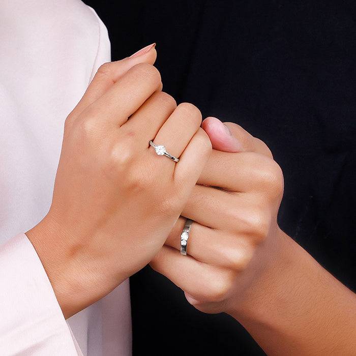 Anushka Sharma Silver Minimal Couple Rings : R063