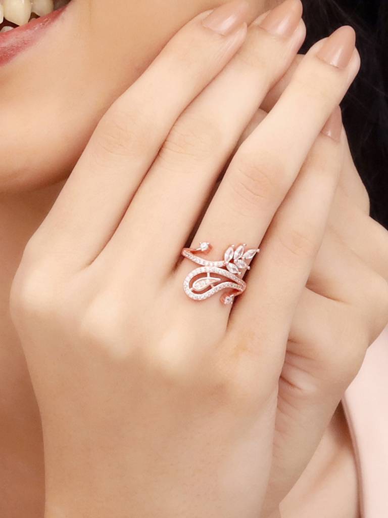 GIVA 925 Sterling Silver Rose Gold Cocktail Ring