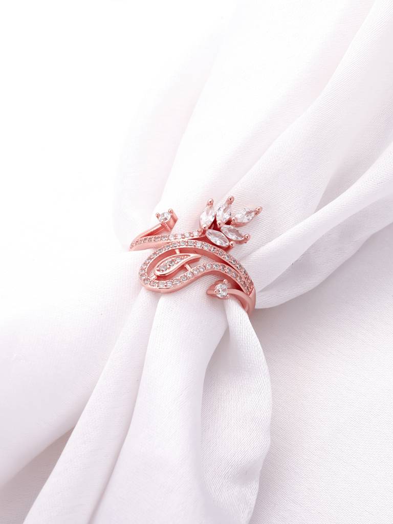 GIVA 925 Sterling Silver Rose Gold Cocktail Ring