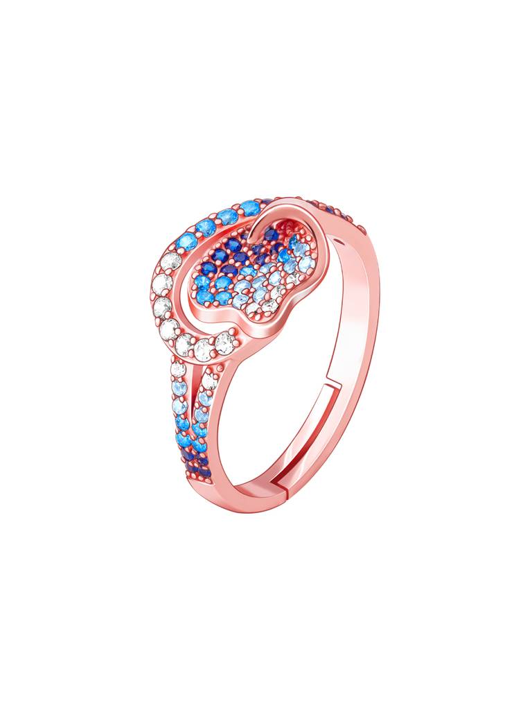 GIVA 925 Sterling Silver Rose Gold Zircon Studded Tulip Ring