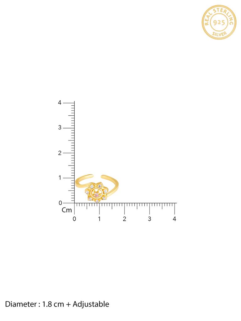 GIVA 925 Sterling Silver Golden Floral Magic Ring