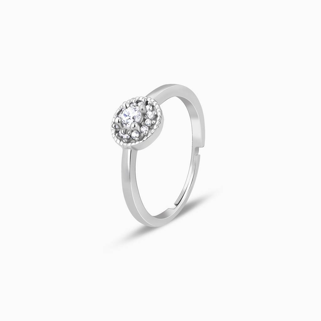 Silver Zircon Sunrise Ring : R066