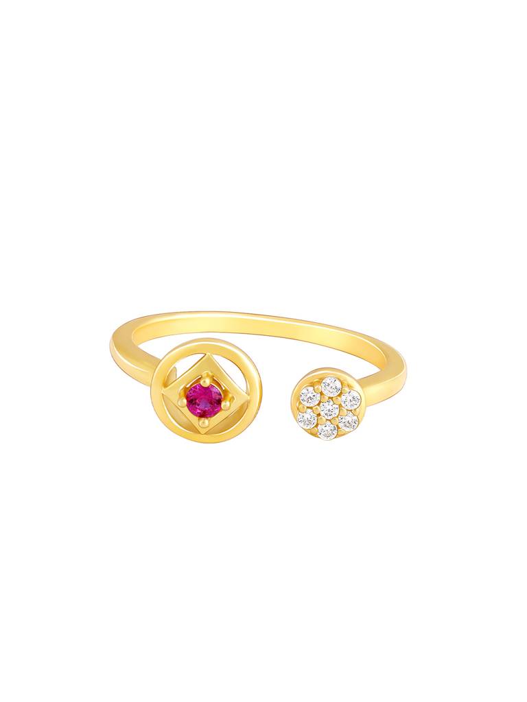 GIVA 925 Sterling Silver Golden Pink Mandala Ring