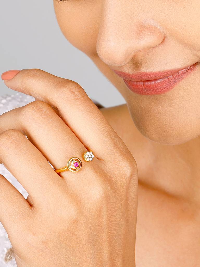GIVA 925 Sterling Silver Golden Pink Mandala Ring