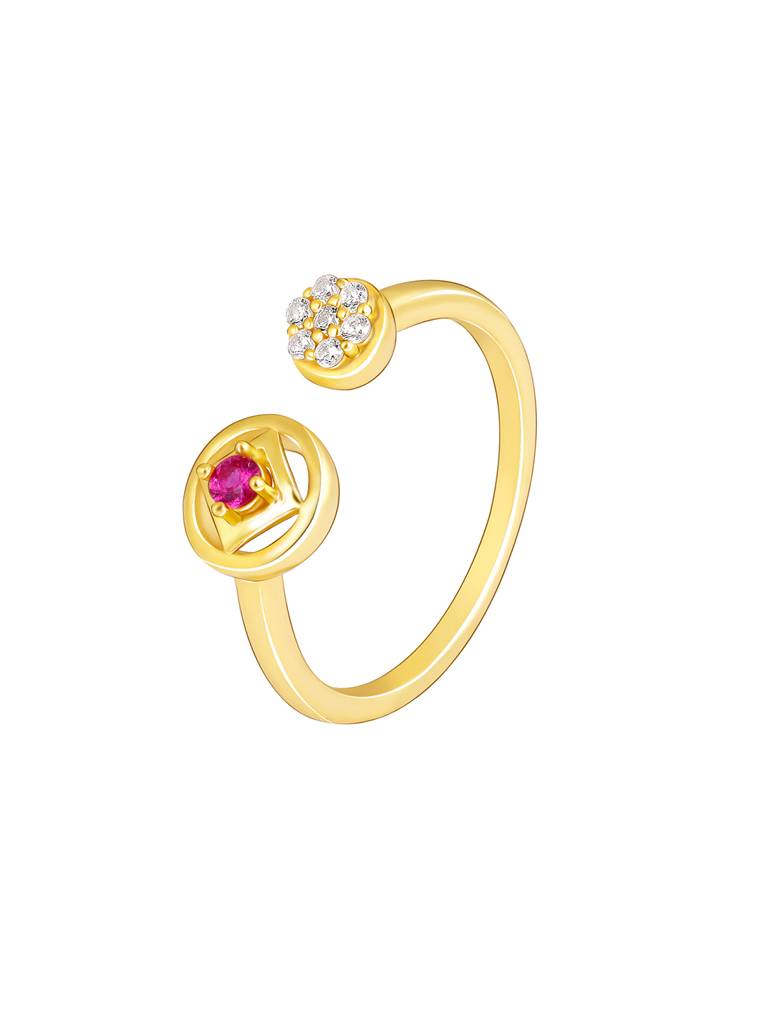 GIVA 925 Sterling Silver Golden Pink Mandala Ring