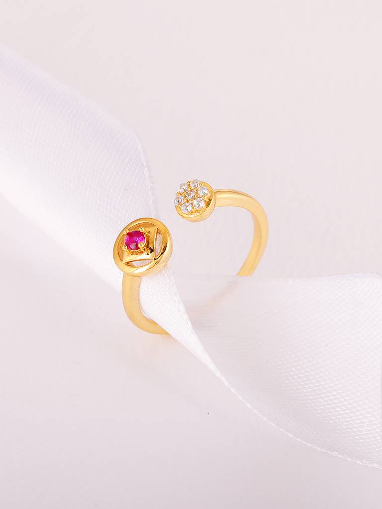 GIVA 925 Sterling Silver Golden Pink Mandala Ring