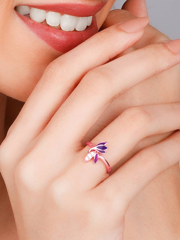 GIVA 925 Sterling Silver Rose Gold Crocus Love Ring