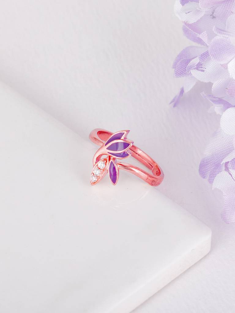 GIVA 925 Sterling Silver Rose Gold Crocus Love Ring