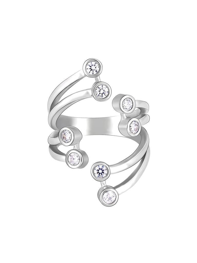 GIVA 925 Sterling Silver Zircon Studded Layered Ring