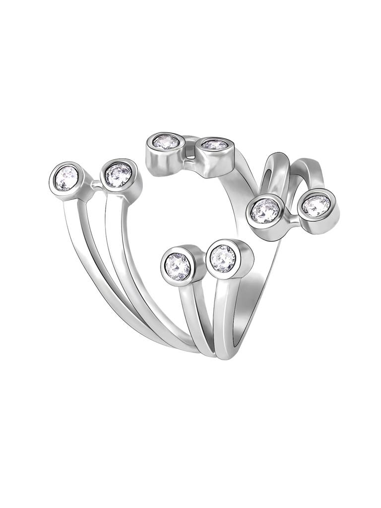 GIVA 925 Sterling Silver Zircon Studded Layered Ring