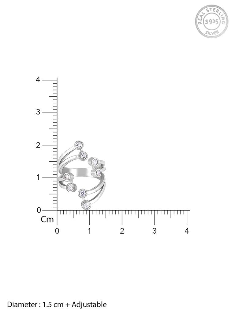 GIVA 925 Sterling Silver Zircon Studded Layered Ring