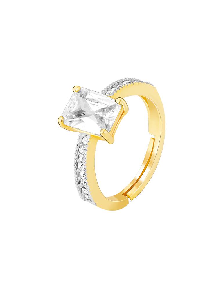 Giva 925 Sterling Silver Golden Square Solitaire Ring