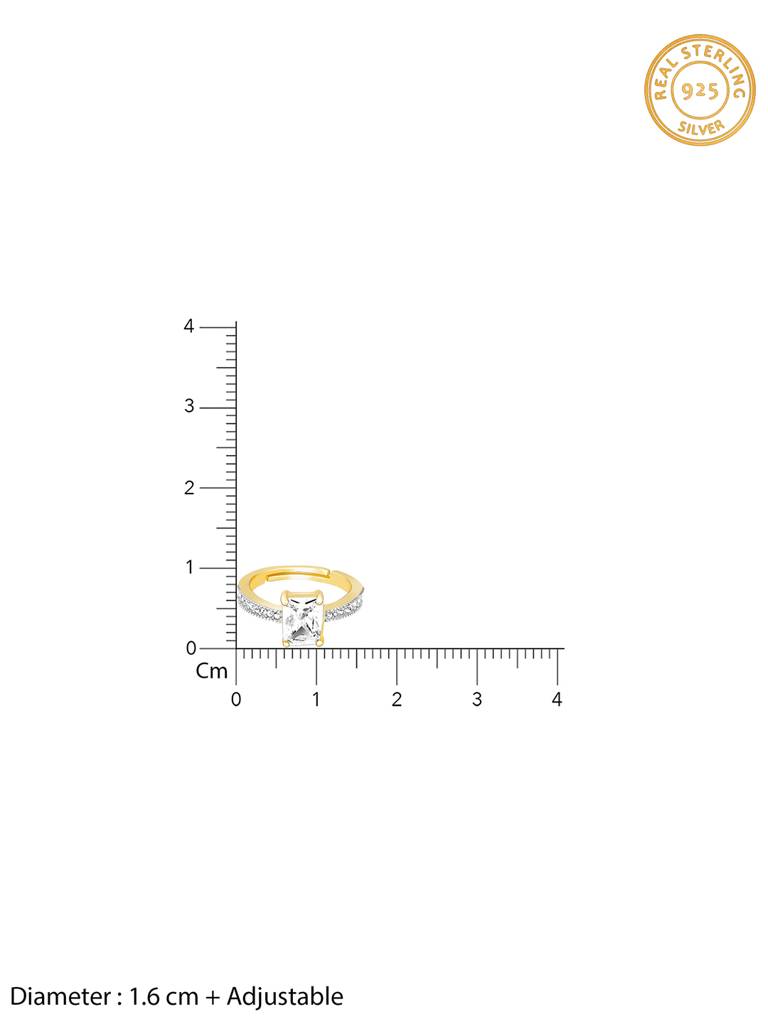 Giva 925 Sterling Silver Golden Square Solitaire Ring