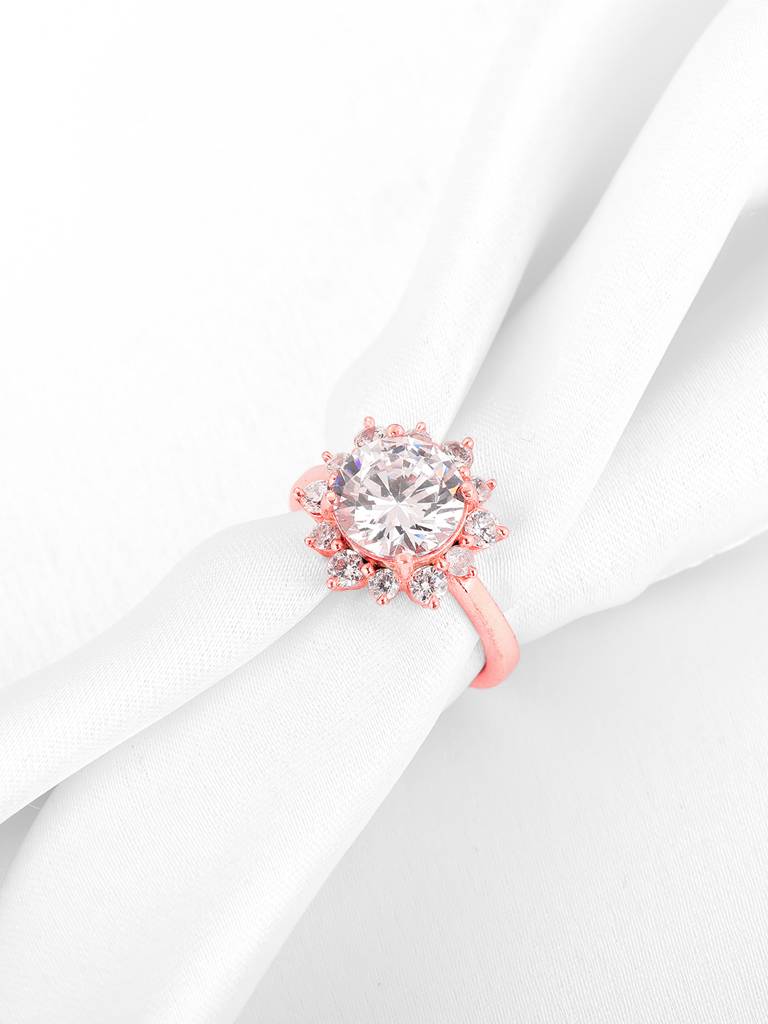 GIVA 925 Sterling Silver Anushka Sharma Rose Gold Floral Magic Ring
