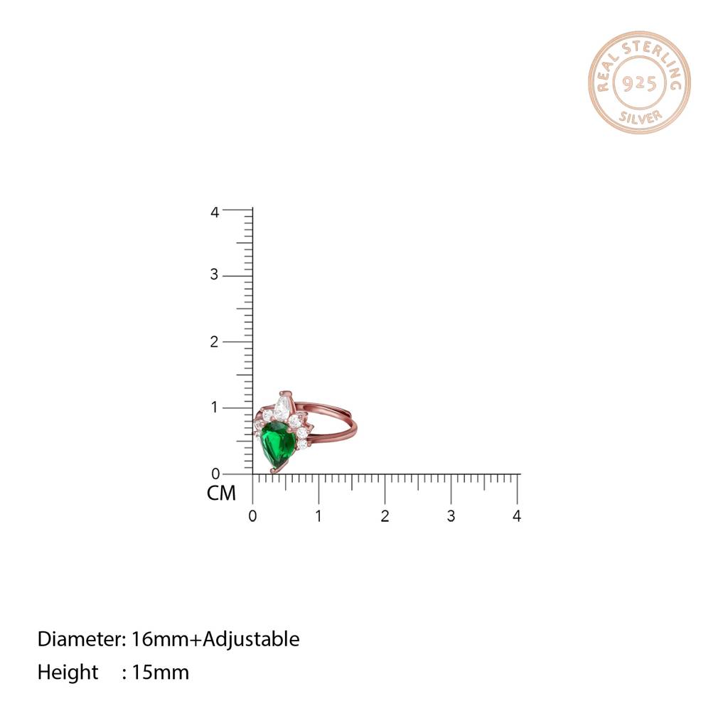 Rose Gold Emerald Green Drop Ring : R068