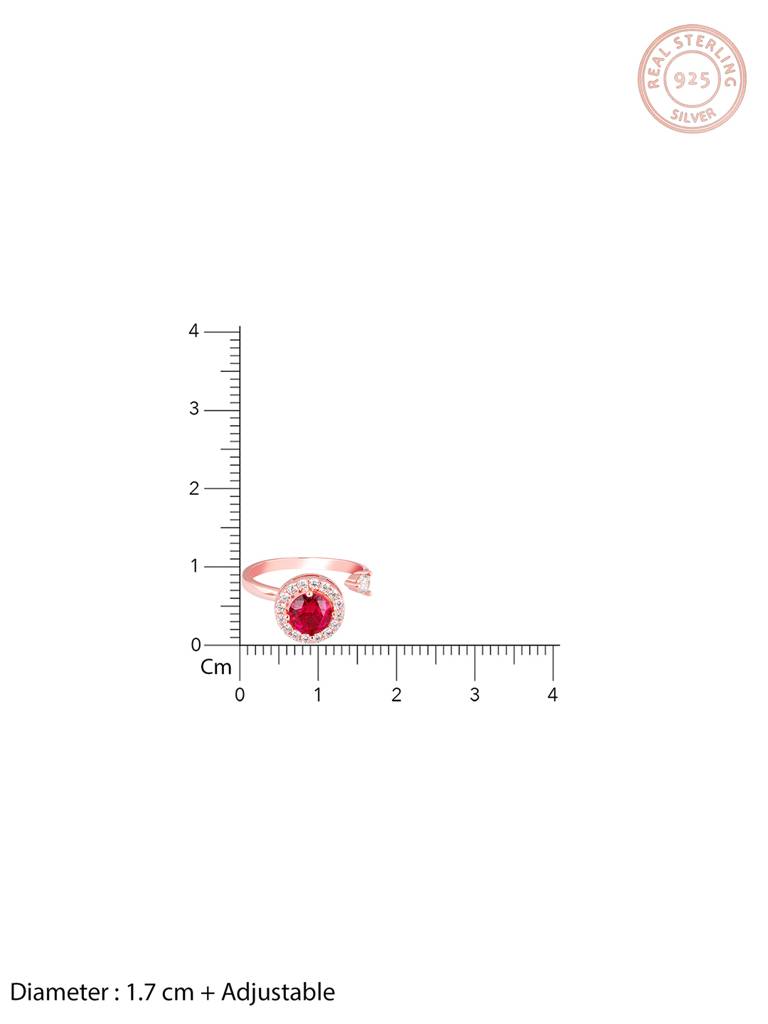 GIVA 925 Sterling Silver Rose Gold Ruby Red Spin Ring