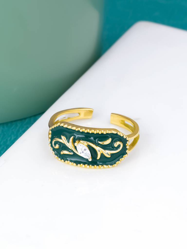 GIVA 925 Sterling Silver Golden St Peters Church Floral Ring