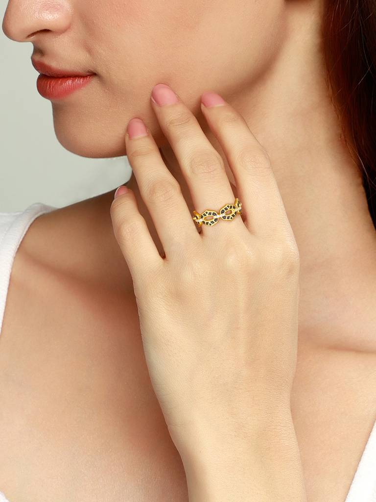 GIVA 925 Sterling Silver Golden Mughal Architecture Ring
