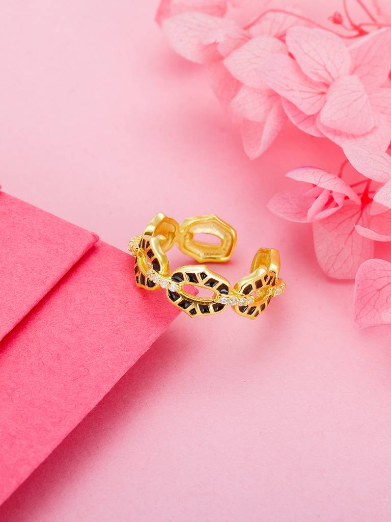 GIVA 925 Sterling Silver Golden Mughal Architecture Ring