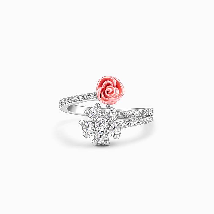 Anushka Sharma Silver Studded Rose Ring : R071