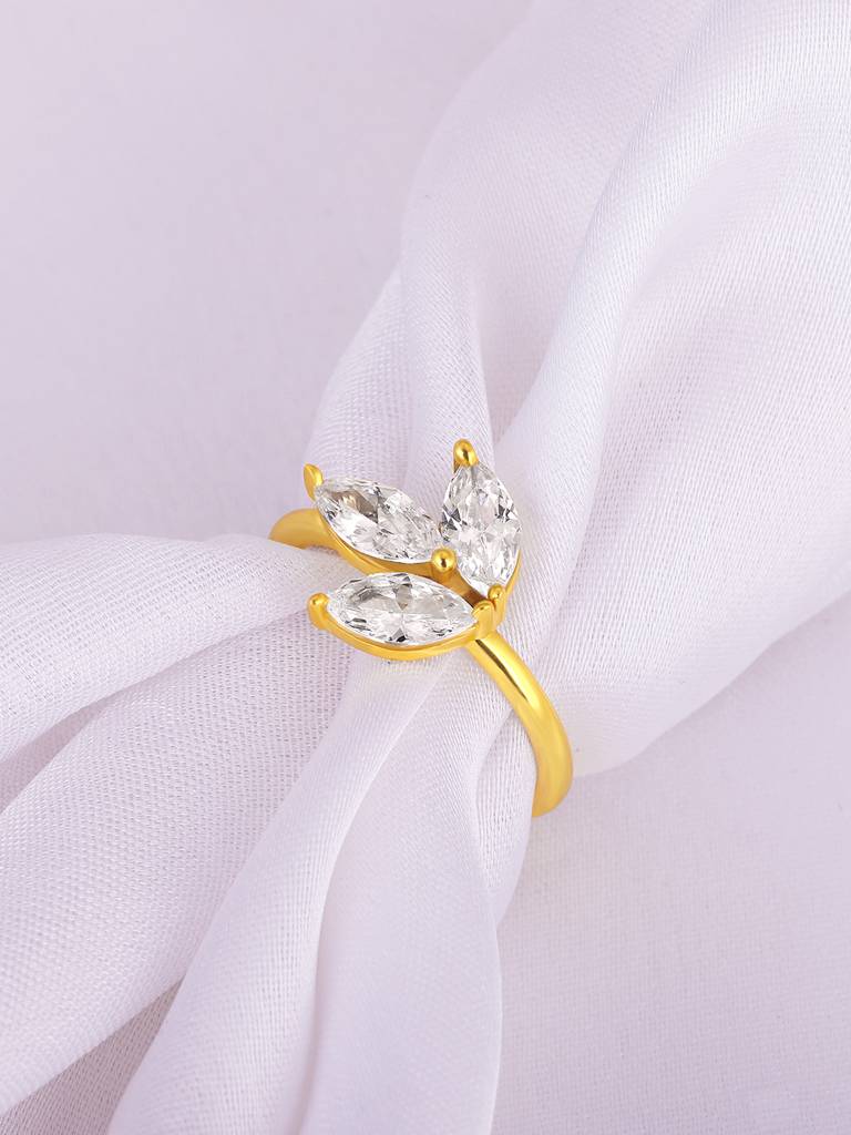 GIVA 925 Sterling Silver Golden Autumn Leaf Ring