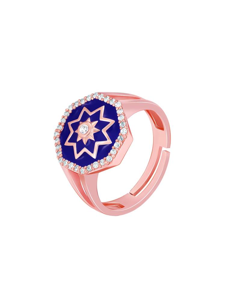 GIVA 925 Sterling Silver Rose Gold Taj Mosaic Ring