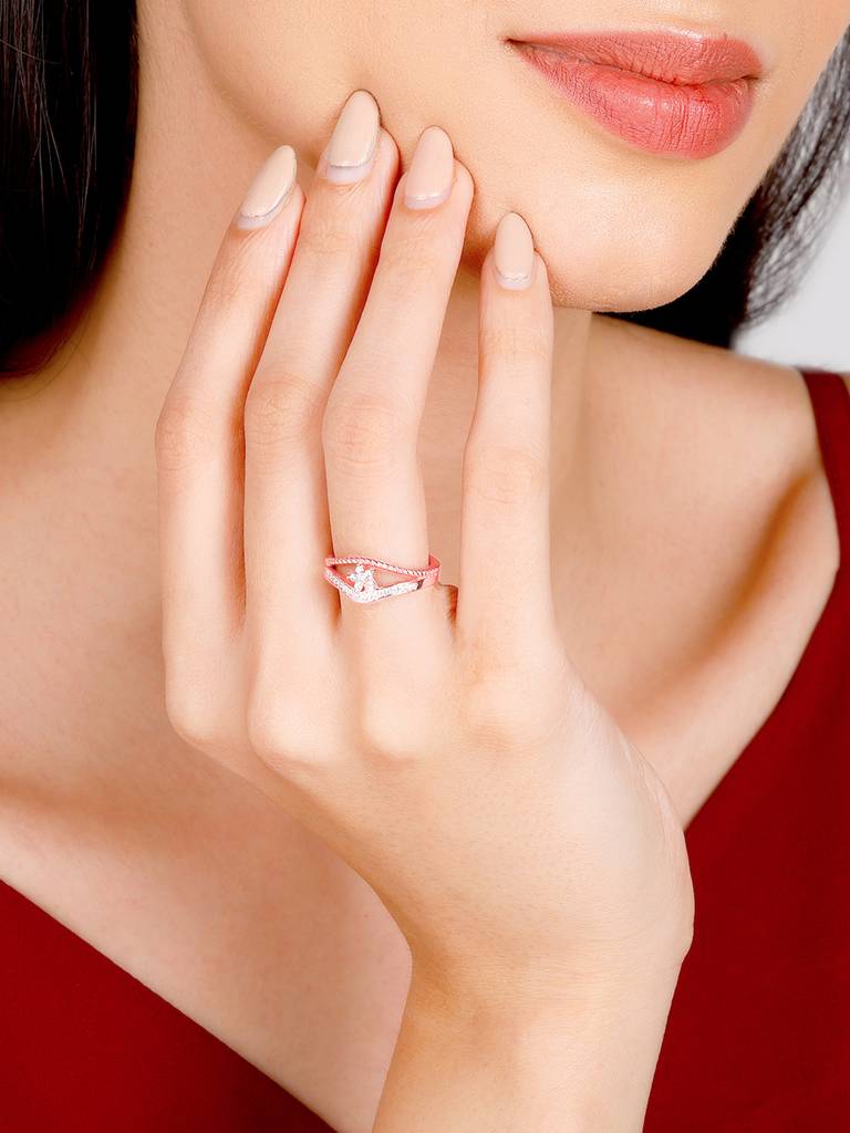 GIVA 925 Sterling Silver Anushka Sharma Rose Gold Reverie Ring