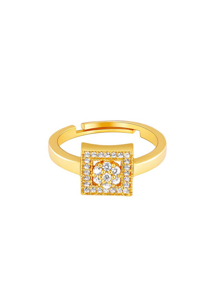 GIVA 925 Sterling Silver Anushka Sharma Golden Square Zircon Ring