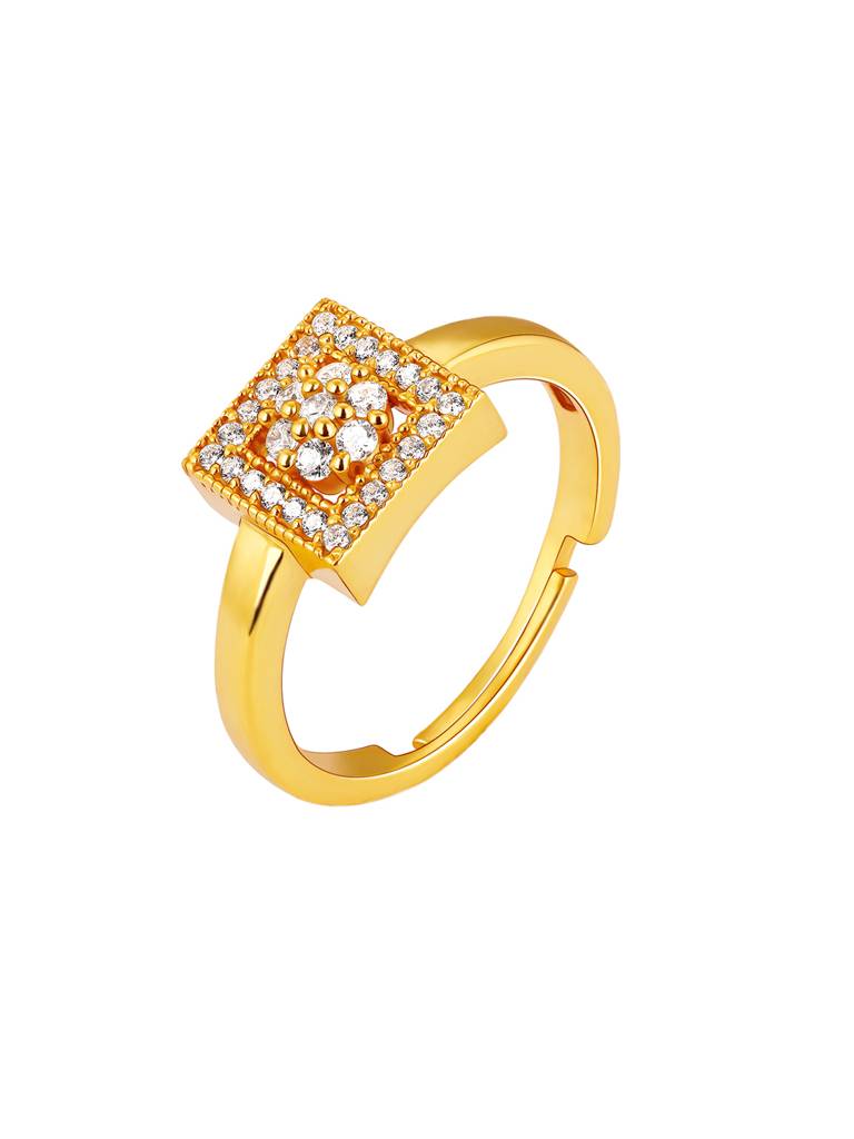 GIVA 925 Sterling Silver Anushka Sharma Golden Square Zircon Ring