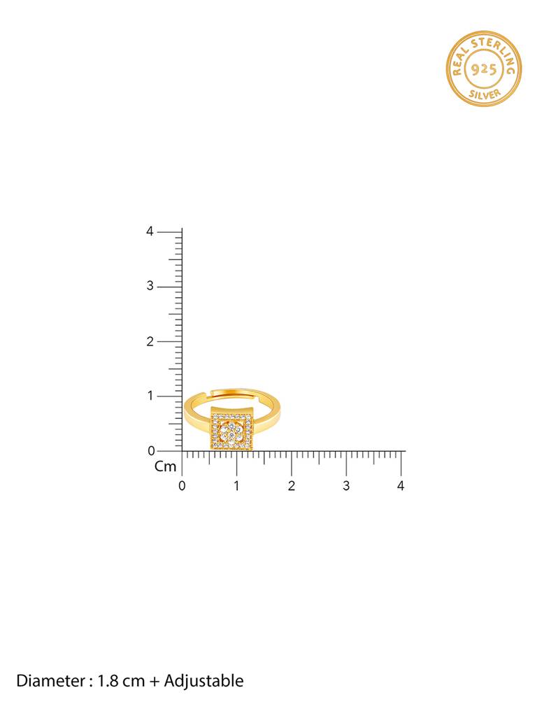 GIVA 925 Sterling Silver Anushka Sharma Golden Square Zircon Ring