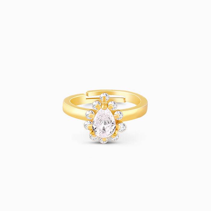 Giva 925 Sterling Silver Golden Pear Crown Ring,Adjustable | Gifts For Women And Girls | W : R0740