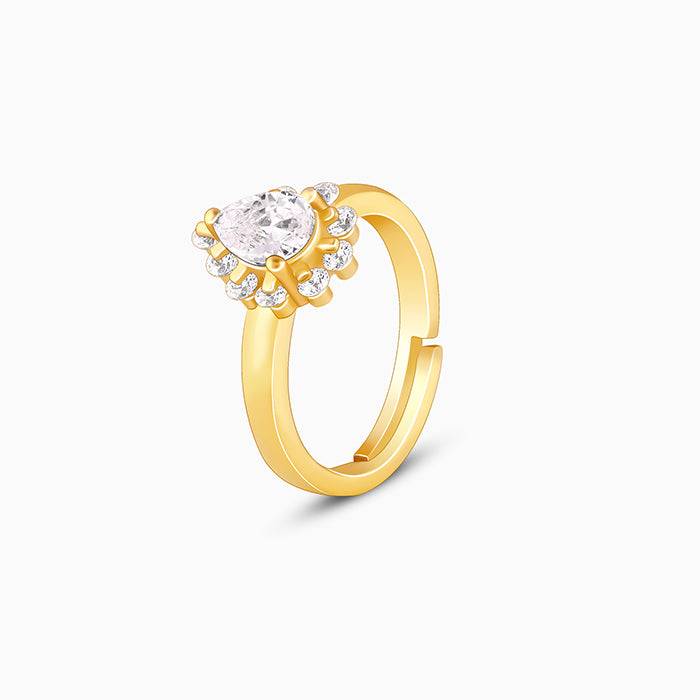 Giva 925 Sterling Silver Golden Pear Crown Ring,Adjustable | Gifts For Women And Girls | W : R0740