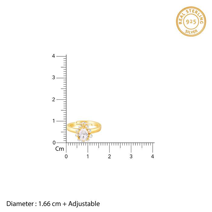 Giva 925 Sterling Silver Golden Pear Crown Ring,Adjustable | Gifts For Women And Girls | W : R0740