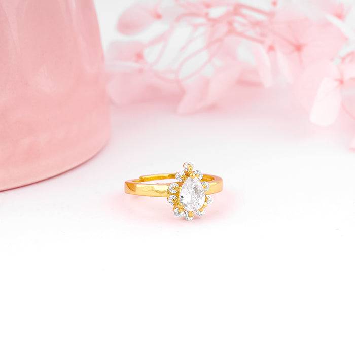Giva 925 Sterling Silver Golden Pear Crown Ring,Adjustable | Gifts For Women And Girls | W : R0740