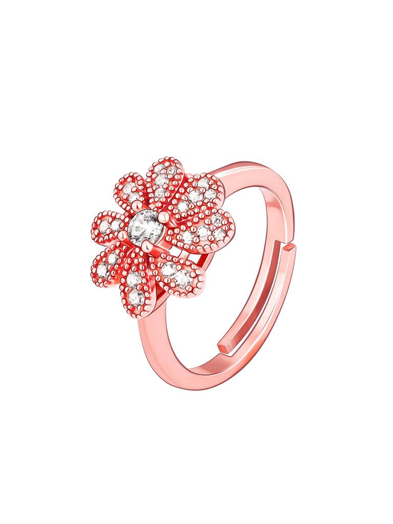 GIVA 925 Sterling Silver Anushka Sharma Rose Gold Floral Glory Ring